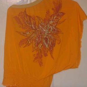 Ladies or Juniors Orange South pole one shoulder top